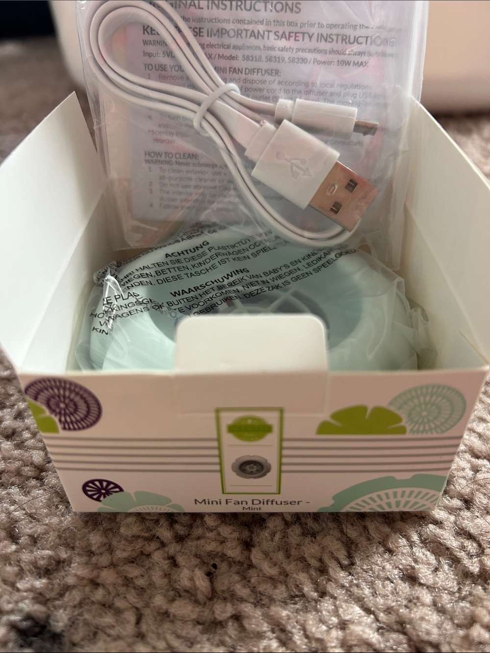 Scentsy Mini Fan Diffuser - Mint Color